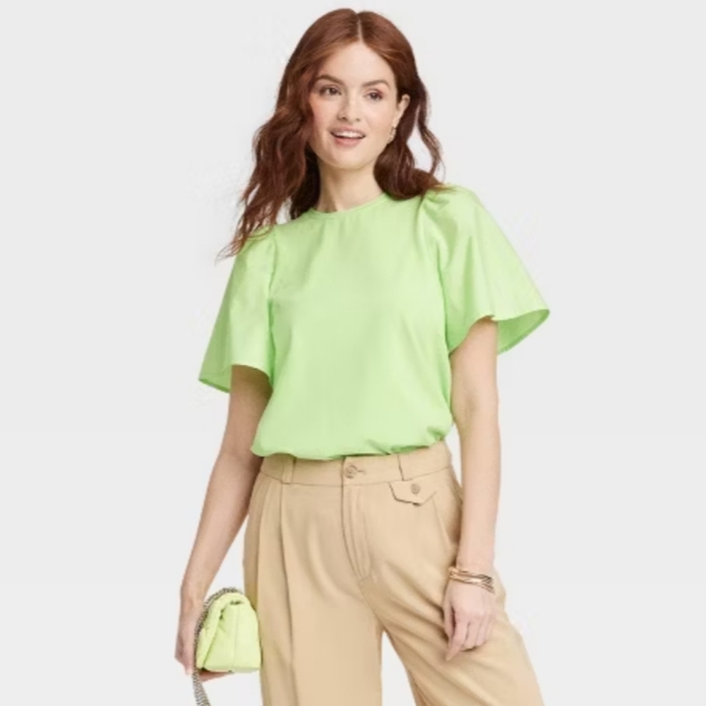 A New Day Short Puff Sleeve‎ Cotton Top